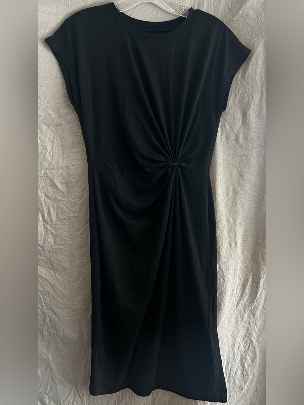 SHEIN Black Midi Dress with Twist Knot